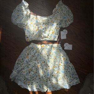 Floral two piece skirt set